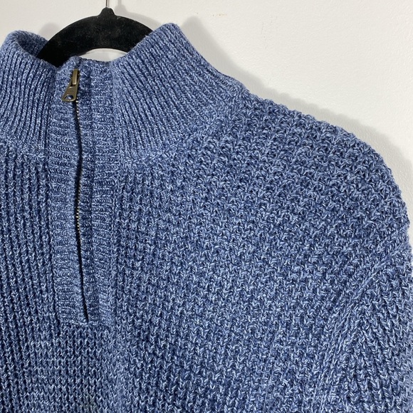 L.L. Bean Men's 100% Organic Cotton Waffle Knit Sweater, Quarter Zip size Large - Picture 7 of 12